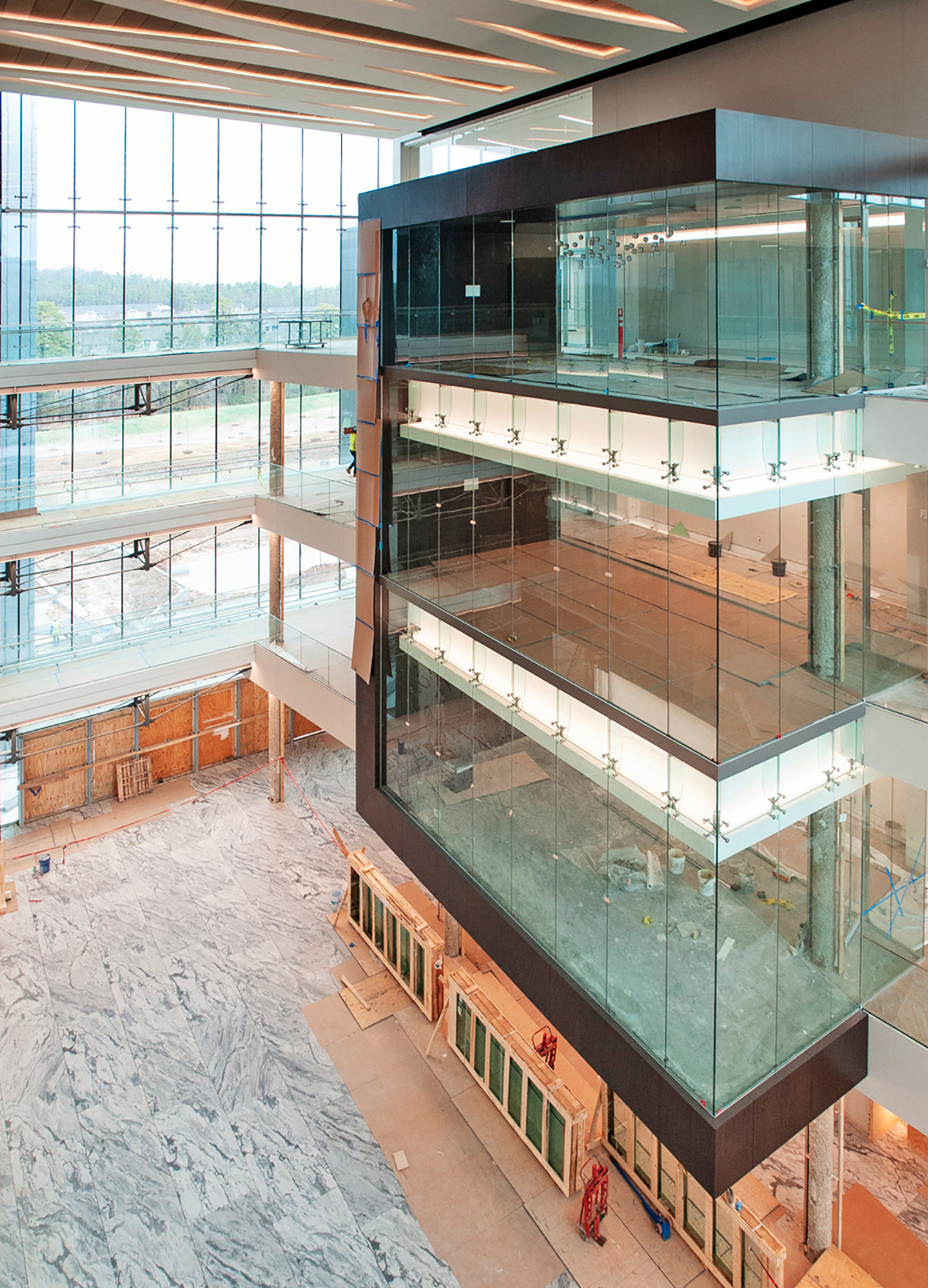 The new Bank OZK headquarters will feature nine conference rooms overlooking its expansive atrium and space awash in natural lighting.