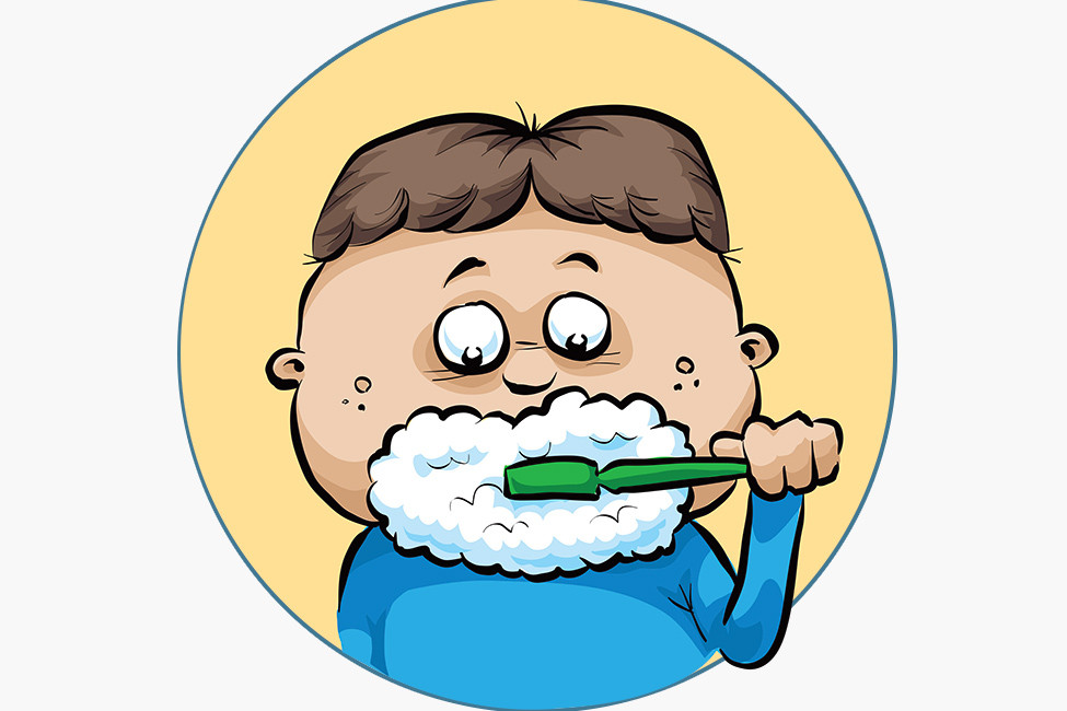boy brushing teeth cartoon
