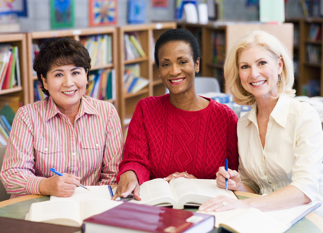 women library studying